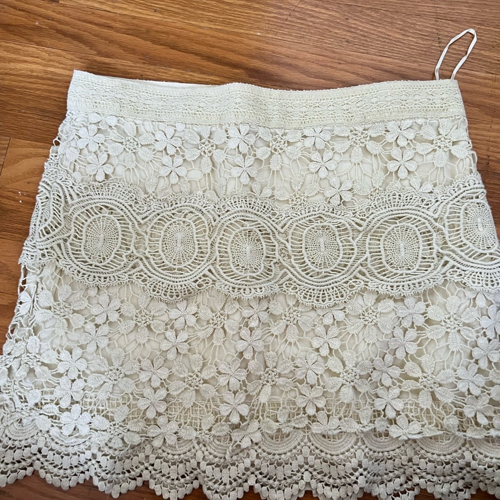 Free People Cream Lace Skirt